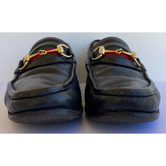 Rare Vintage GUCCI HORSE BIT LOAFER SHOES BLACK ITALY 42 US 9 - Picture 9 of 11